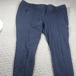 Loft Size 6 Pin Tucked Navy Blue Ponte Pants